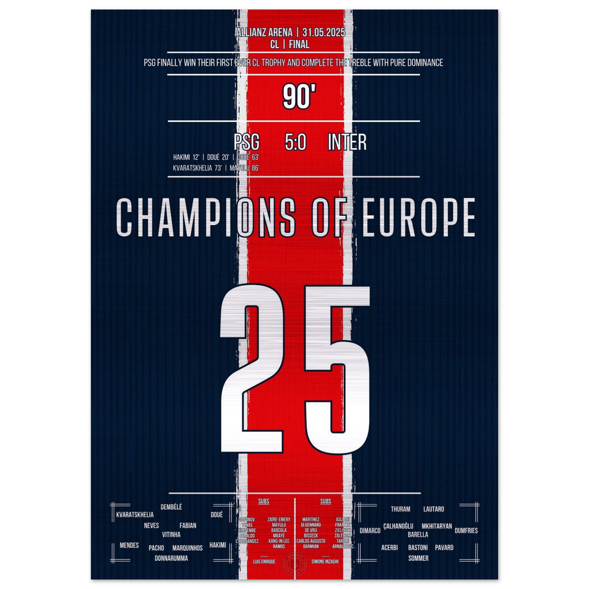 (Metal Print) Finally immortal: Paris crowns itself King of Europe in Munich!