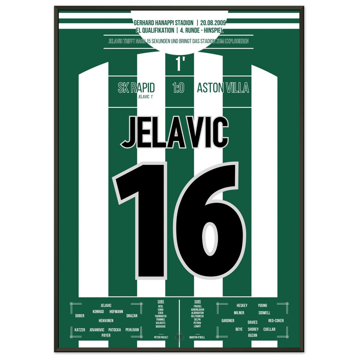 Jelavic scores after 15 seconds to give Rapid the lead against Aston Villa.