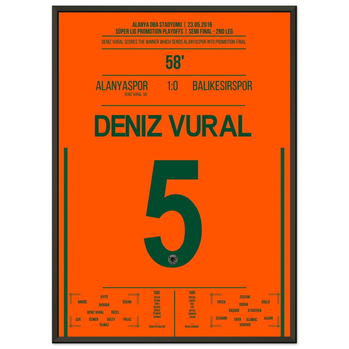 Deniz Vural shoots Alanyaspor into the final of the promotion playoffs 2016.