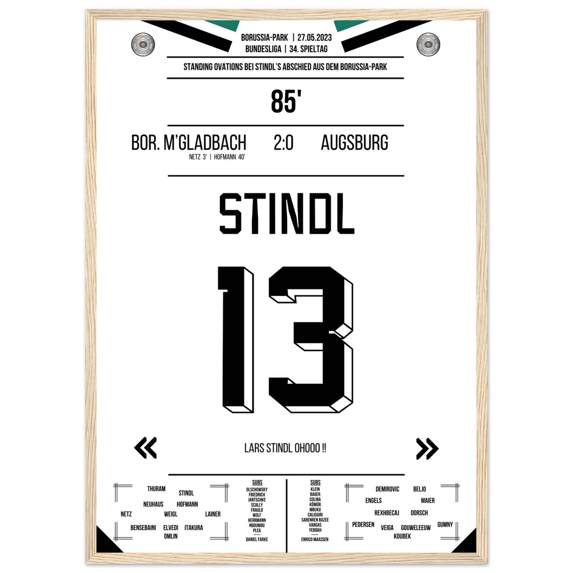 Stindl's Verabschiedung im Borussia-Park 2023 50x70-cm-20x28-Premium-Semi-Glossy-Paper-Wooden-Fr