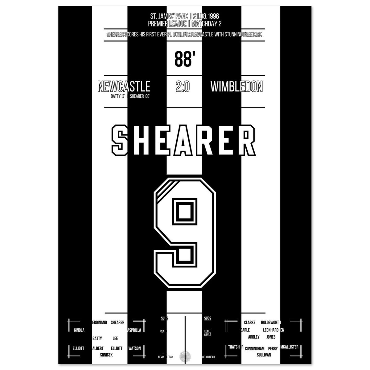Shearer's first PL goal for Newcastle
