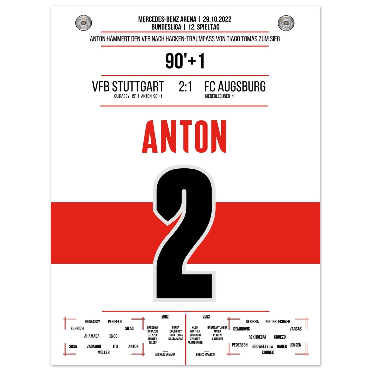 Anton hämmert den VFB mit Krampf zum Sieg gegen Augsburg 45x60-cm-18x24-Ohne-Rahmen