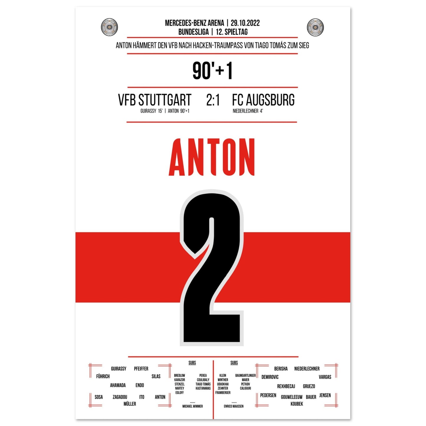 Anton hämmert den VFB mit Krampf zum Sieg gegen Augsburg 60x90-cm-24x36-Ohne-Rahmen
