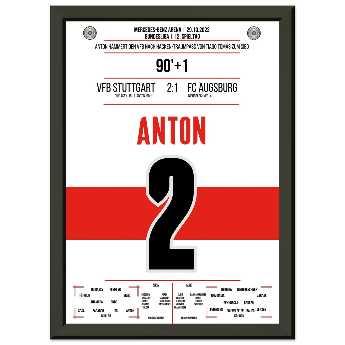 Anton hämmert den VFB mit Krampf zum Sieg gegen Augsburg A4-21x29.7-cm-8x12-Schwarzer-Aluminiumrahmen