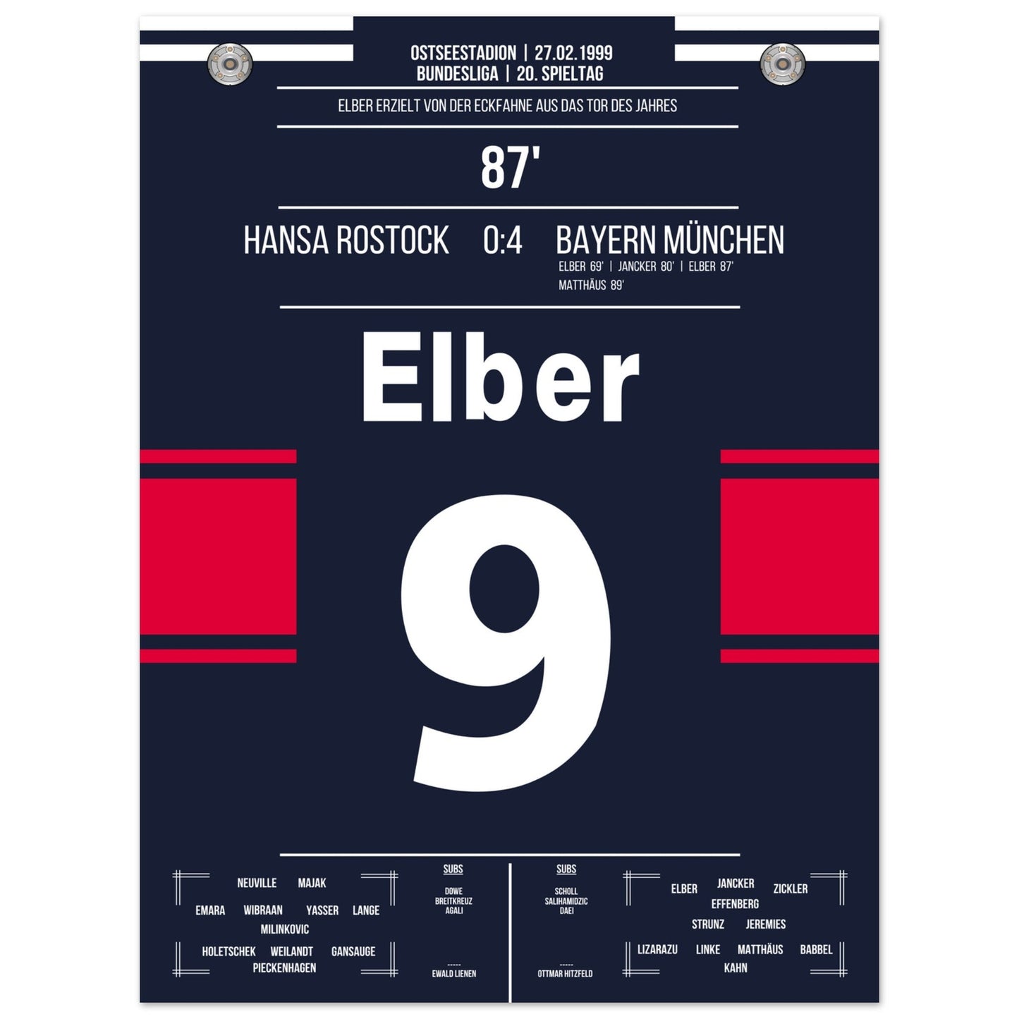 Elber's Tor von der Eckfahne in 1999 45x60-cm-18x24-Ohne-Rahmen