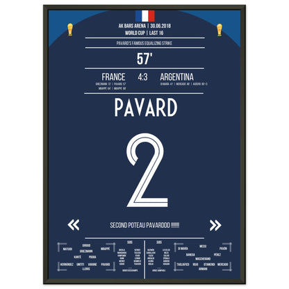 Pavard's Traumtor gegen Argentinien im WM Achtelfinale 2018 50x70-cm-20x28-Schwarzer-Aluminiumrahmen