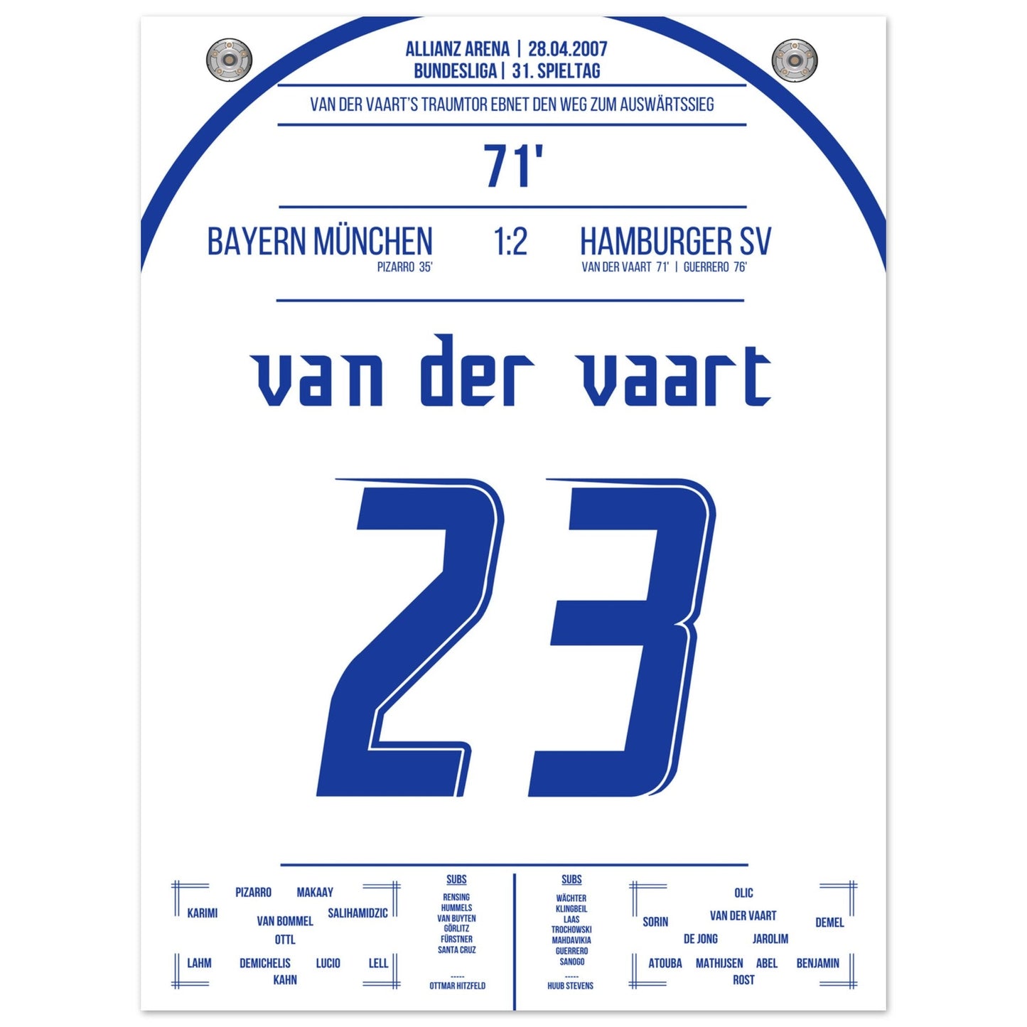 Van der Vaart's Traumtor beim Auswärtsieg bei den Bayern 2007 30x40-cm-12x16-Ohne-Rahmen