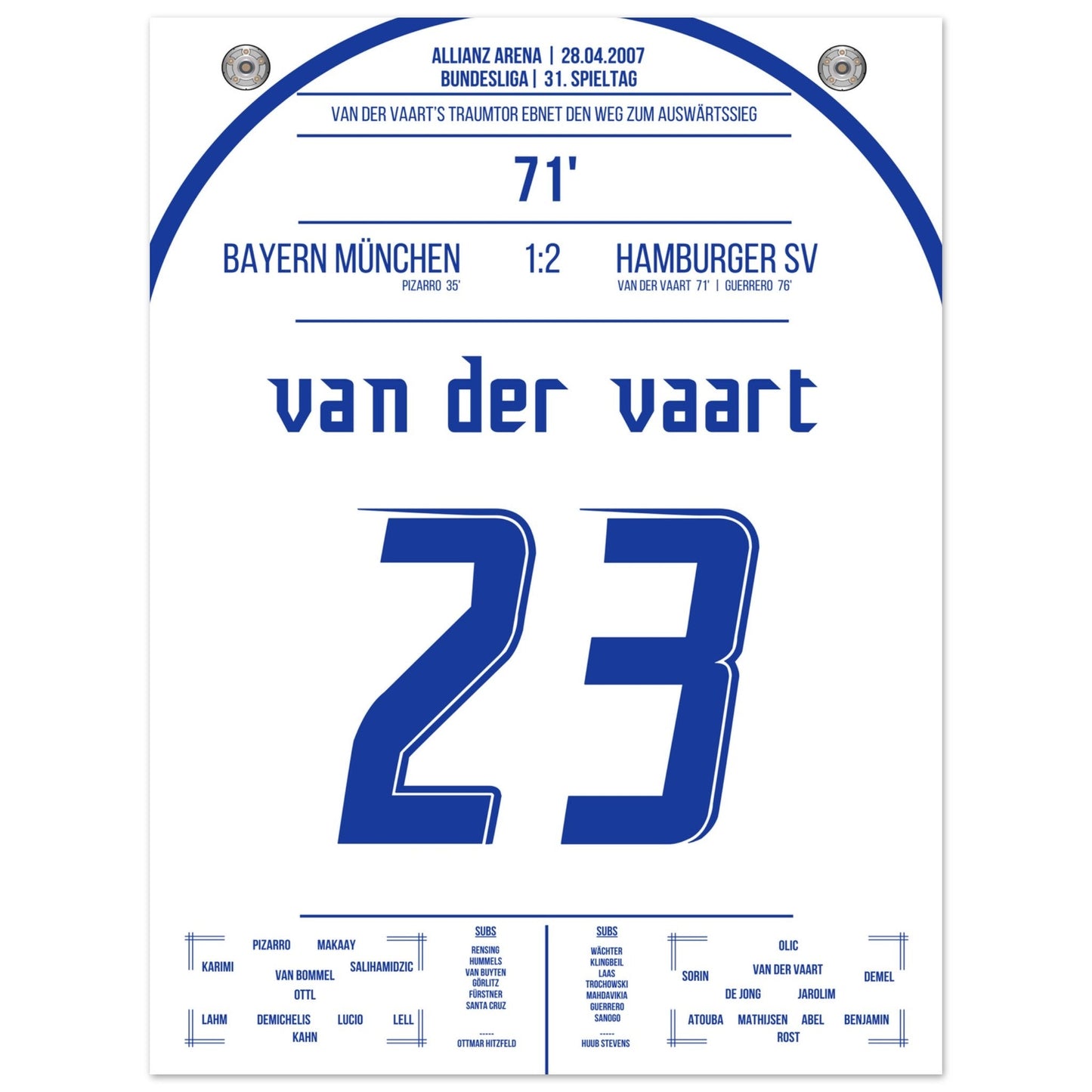 Van der Vaart's Traumtor beim Auswärtsieg bei den Bayern 2007 45x60-cm-18x24-Ohne-Rahmen