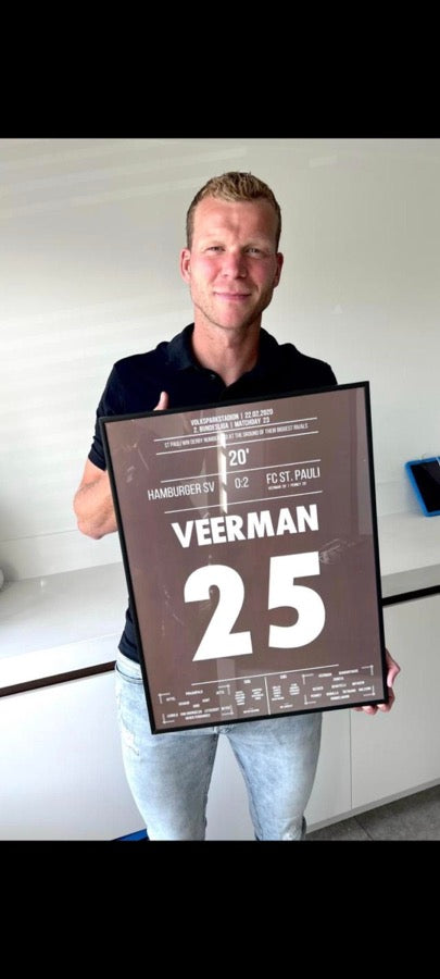 Zufriedener Moments Of Fame Kunde mit seinem Poster